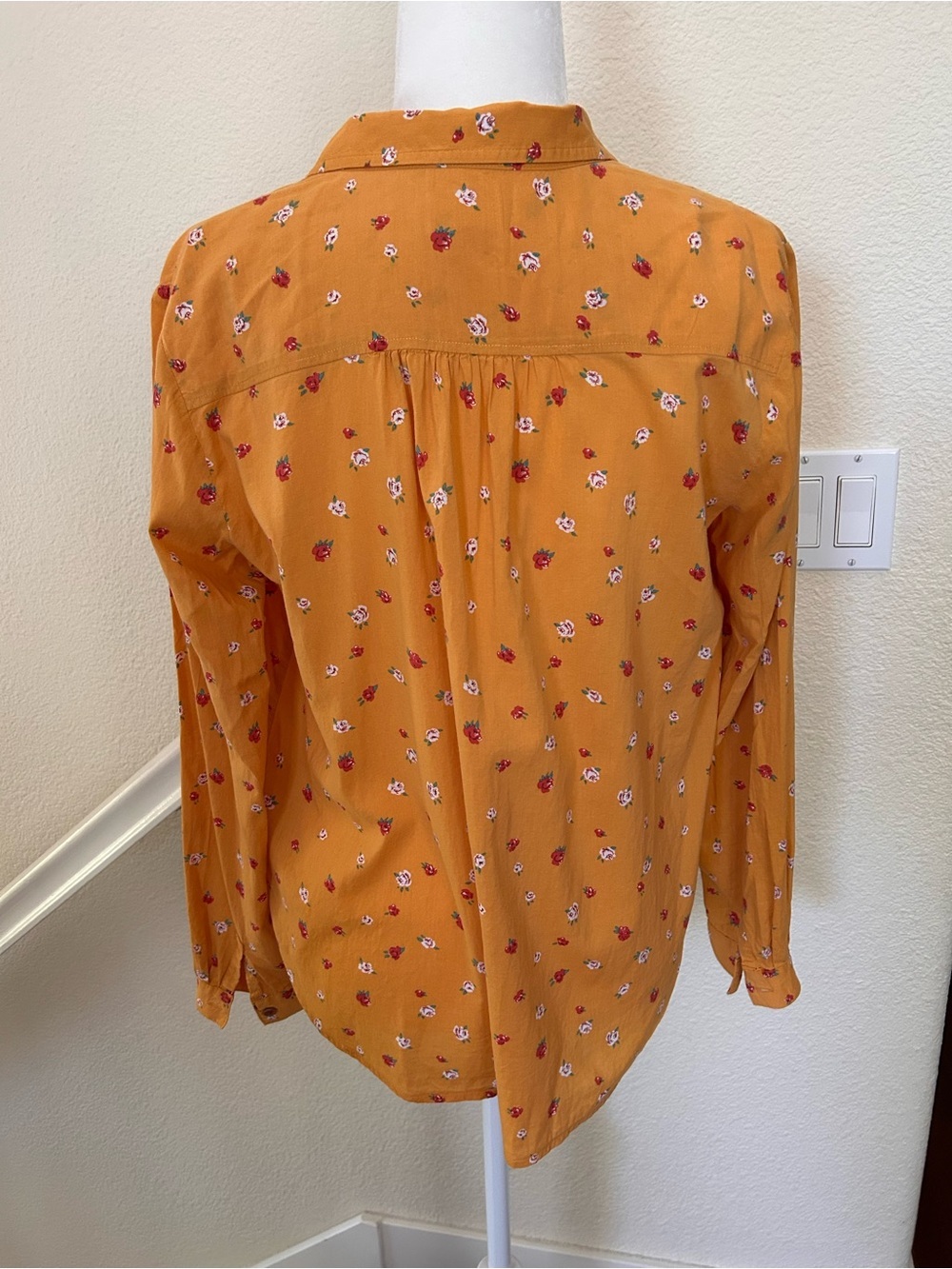 Anthropologie Maeve Phyllis Button Down Shirt Floral Mustard Yellow size 8 - Picture 5 of 11